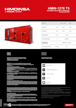 Groupes électrogènes à diesel HIMOINSA HMW-1270 T5