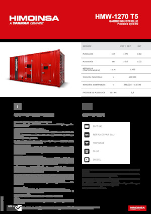 Groupes électrogènes à diesel HIMOINSA HMW-1270 T5