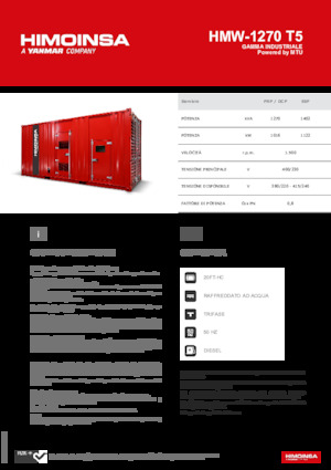 Groupes électrogènes à diesel HIMOINSA HMW-1270 T5