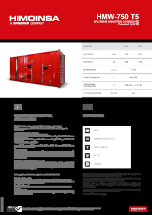 Groupes électrogènes à diesel HIMOINSA HMW-750 T5