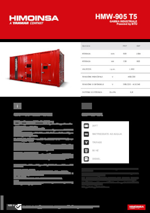 Groupes électrogènes à diesel HIMOINSA HMW-905 T5
