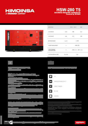 Groupes électrogènes à diesel HIMOINSA HSW-280 T5