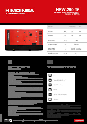 Groupes électrogènes à diesel HIMOINSA HSW-290 T6