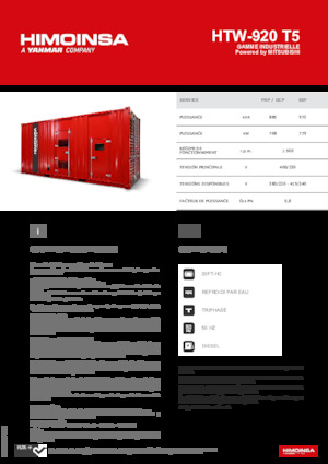 Groupes électrogènes à diesel HIMOINSA HTW-920 T5