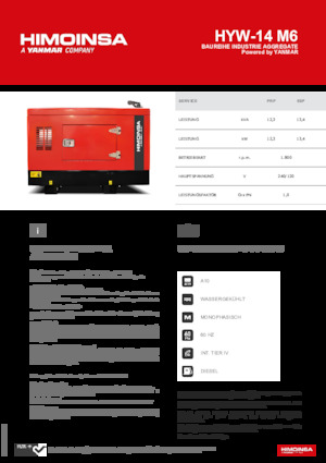Groupes électrogènes à diesel HIMOINSA HYW-14 M6