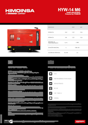Groupes électrogènes à diesel HIMOINSA HYW-14 M6