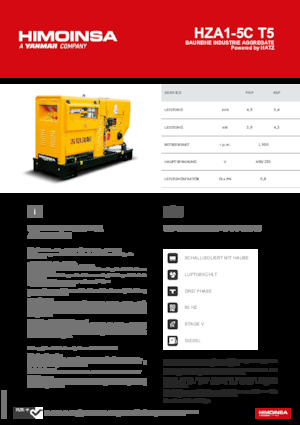 Groupes électrogènes à diesel HIMOINSA HZA1-5C T5