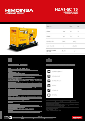 Groupes électrogènes à diesel HIMOINSA HZA1-5C T5