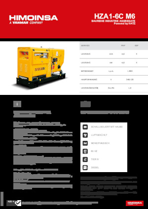 Groupes électrogènes à diesel HIMOINSA HZA1-6C M6