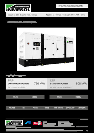 Groupes électrogènes à diesel INMESOL IV-800