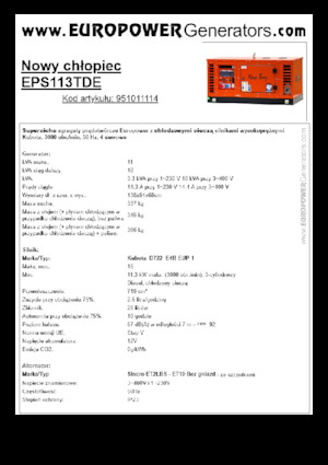 Groupes électrogènes à diesel Europower New Boy EPS113TDE (S)