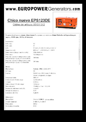 Groupes électrogènes à diesel Europower New Boy EPS123DE (S)