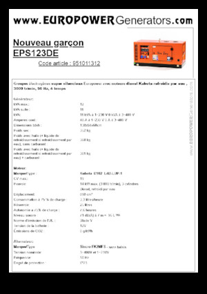 Groupes électrogènes à diesel Europower New Boy EPS123DE (S)