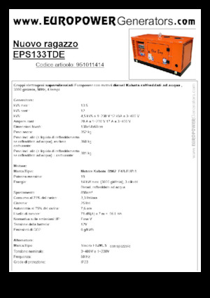 Groupes électrogènes à diesel Europower New Boy EPS133TDE (S)