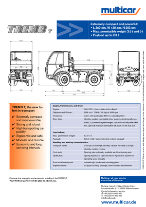 Véhicules communaux multi-usages à diesel diesel Multicar TREMO T+
