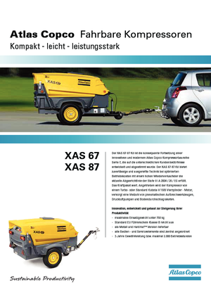 Compresseurs d'air portable - Gasoil, Electrique, Essence Atlas Copco XAS 67 Dd