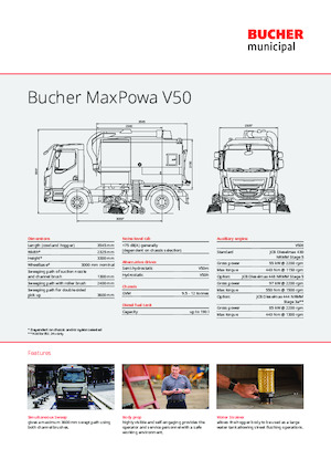 Camions à double balayeur Bucher-Schörling MaxPowa V50m