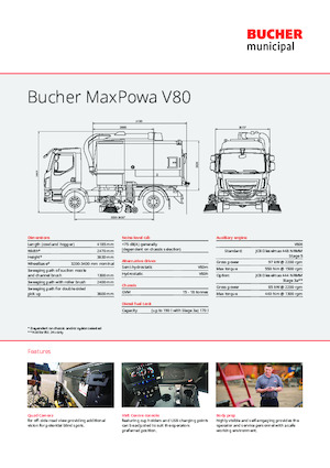 Camions à double balayeur Bucher-Schörling MaxPowa V80h