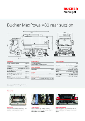 Camions à double balayeur Bucher-Schörling MaxPowa V80h rear suction