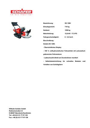 Bennes à chenilles SCHÄFER DS 1200