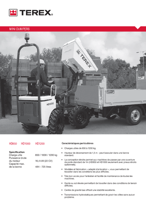 Bennes sur pneus Terex HD 1200