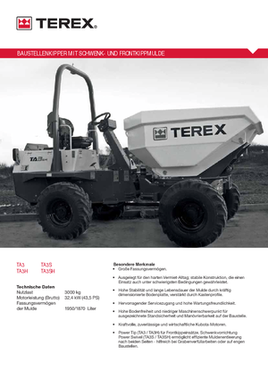 Bennes sur pneus Terex TA 3
