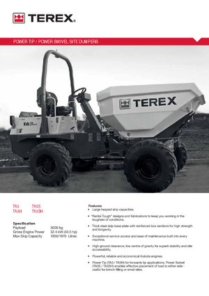 Bennes sur pneus Terex TA 3