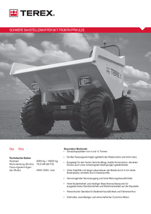 Bennes sur pneus Terex TA 9