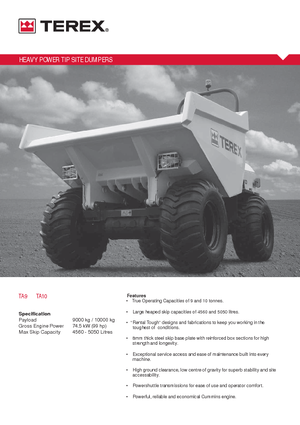 Bennes sur pneus Terex TA 9