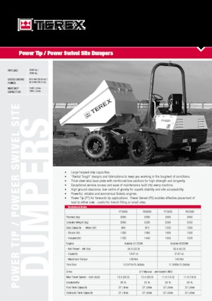 Bennes sur pneus Terex PT 2000