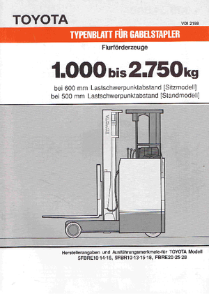Chariots élevateurs frontaux  electriques Toyota 5 FBRE 14-48