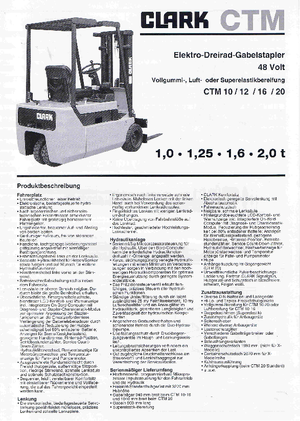 Chariots élevateurs frontaux  electriques Clark CTM 20 X