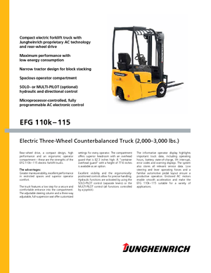 Chariots élevateurs frontaux  electriques Jungheinrich EFG 113