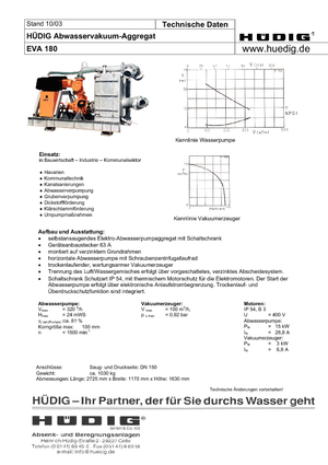 Agrégats d'abaissement des eaux souterraines Hüdig Eva 180 *