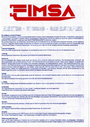 Chariots élevateurs frontaux  electriques Fimsa ET 2508
