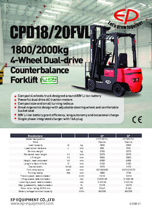 Chariots élevateurs frontaux  electriques EP CPD18FVL