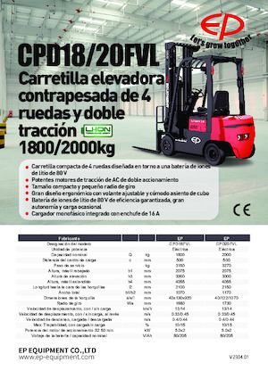 Chariots élevateurs frontaux  electriques EP CPD18FVL
