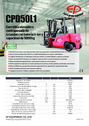 Chariots élevateurs frontaux  electriques EP CPD50L1