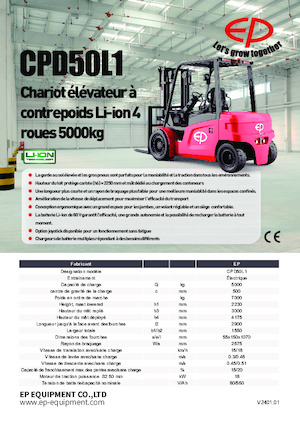 Chariots élevateurs frontaux  electriques EP CPD50L1