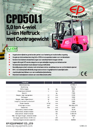 Chariots élevateurs frontaux  electriques EP CPD50L1