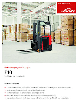 Chariots élevateurs frontaux  electriques Linde E10 Container