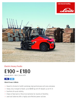 Chariots élevateurs frontaux  electriques Linde E180/600