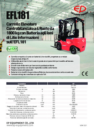 Chariots élevateurs frontaux  electriques EP EFL181