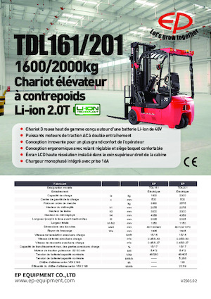 Chariots élevateurs frontaux  electriques EP TDL161
