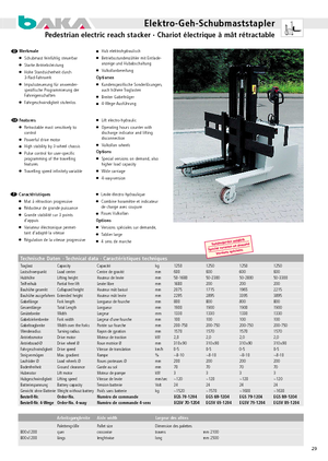 Chariots élévateurs pousseurs électriques Baka EGS 89-1204