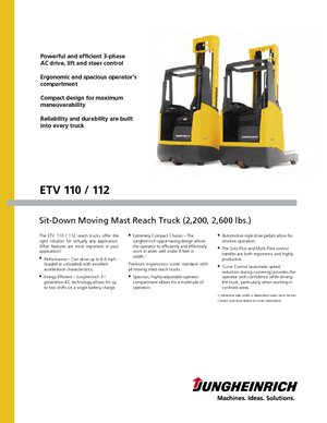 Chariots élévateurs pousseurs électriques Jungheinrich ETV 112