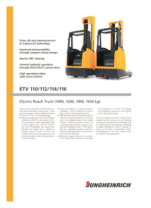 Chariots élévateurs pousseurs électriques Jungheinrich ETV 112