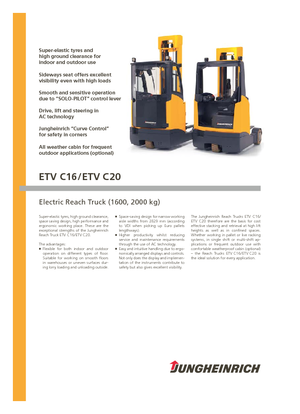 Chariots élévateurs pousseurs électriques Jungheinrich ETV C20