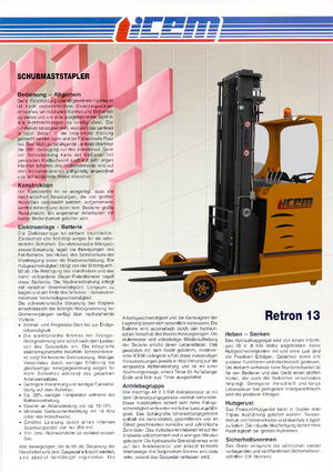 Chariots élévateurs pousseurs électriques Icem Retron