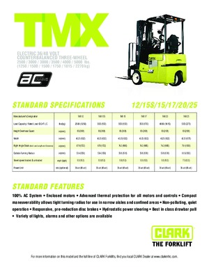 Chariots élevateurs frontaux  electriques Clark TMX 20 x